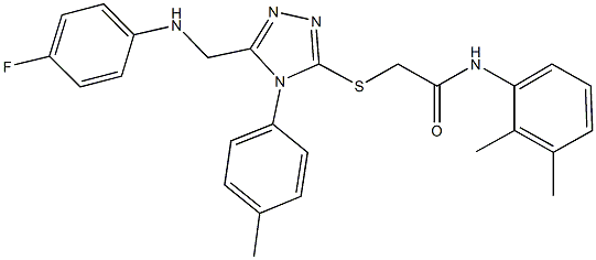 N-(2,3-dimethylphenyl)-2-{[5-[(4-fluoroanilino)methyl]-4-(4-methylphenyl)-4H-1,2,4-triazol-3-yl]sulfanyl}acetamide,,结构式