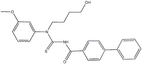 N'-([1,1'-biphenyl]-4-ylcarbonyl)-N-(4-hydroxybutyl)-N-(3-methoxyphenyl)thiourea Structure