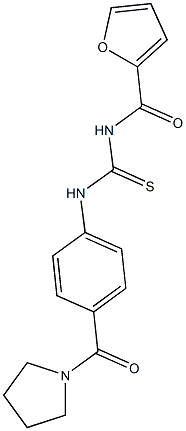 N-(2-furoyl)-N'-[4-(1-pyrrolidinylcarbonyl)phenyl]thiourea,,结构式