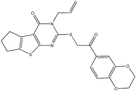 3-allyl-2-{[2-(2,3-dihydro-1,4-benzodioxin-6-yl)-2-oxoethyl]sulfanyl}-3,5,6,7-tetrahydro-4H-cyclopenta[4,5]thieno[2,3-d]pyrimidin-4-one 结构式