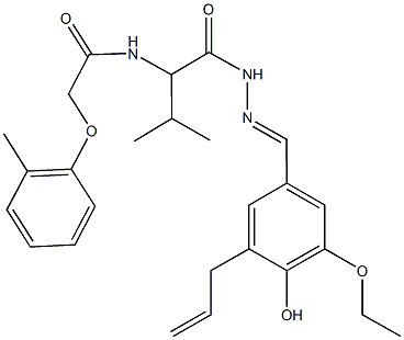 N-(1-{[2-(3-allyl-5-ethoxy-4-hydroxybenzylidene)hydrazino]carbonyl}-2-methylpropyl)-2-(2-methylphenoxy)acetamide Struktur