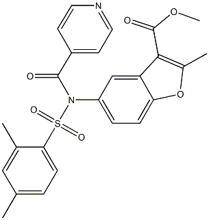  methyl 5-[[(2,4-dimethylphenyl)sulfonyl](isonicotinoyl)amino]-2-methyl-1-benzofuran-3-carboxylate