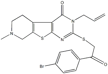 3-allyl-2-{[2-(4-bromophenyl)-2-oxoethyl]sulfanyl}-7-methyl-5,6,7,8-tetrahydropyrido[4',3':4,5]thieno[2,3-d]pyrimidin-4(3H)-one Structure