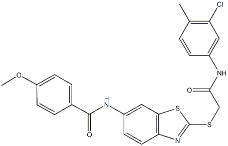 N-(2-{[2-(3-chloro-4-methylanilino)-2-oxoethyl]sulfanyl}-1,3-benzothiazol-6-yl)-4-methoxybenzamide Structure