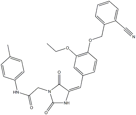 2-(4-{4-[(2-cyanobenzyl)oxy]-3-ethoxybenzylidene}-2,5-dioxo-1-imidazolidinyl)-N-(4-methylphenyl)acetamide