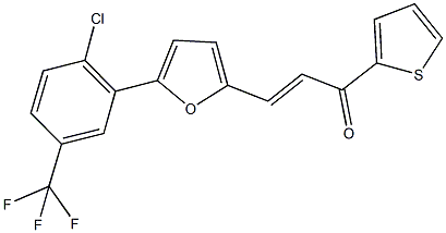 3-{5-[2-chloro-5-(trifluoromethyl)phenyl]-2-furyl}-1-(2-thienyl)-2-propen-1-one 结构式