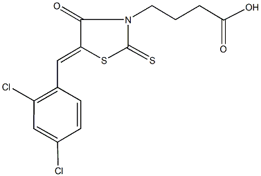 4-[5-(2,4-dichlorobenzylidene)-4-oxo-2-thioxo-1,3-thiazolidin-3-yl]butanoic acid 化学構造式