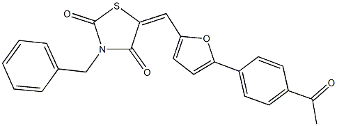 5-{[5-(4-acetylphenyl)-2-furyl]methylene}-3-benzyl-1,3-thiazolidine-2,4-dione Structure