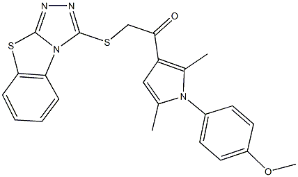 1-[1-(4-methoxyphenyl)-2,5-dimethyl-1H-pyrrol-3-yl]-2-([1,2,4]triazolo[3,4-b][1,3]benzothiazol-3-ylsulfanyl)ethanone,,结构式