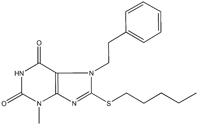 3-methyl-8-(pentylsulfanyl)-7-(2-phenylethyl)-3,7-dihydro-1H-purine-2,6-dione Structure