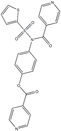 4-[isonicotinoyl(2-thienylsulfonyl)amino]phenyl isonicotinate 化学構造式