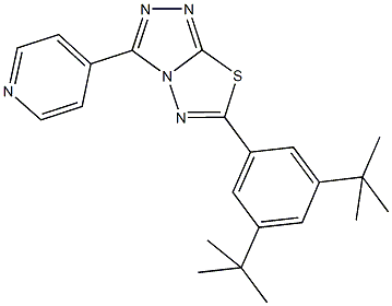 6-(3,5-ditert-butylphenyl)-3-(4-pyridinyl)[1,2,4]triazolo[3,4-b][1,3,4]thiadiazole 化学構造式