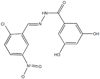 N'-{2-chloro-5-nitrobenzylidene}-3,5-dihydroxybenzohydrazide Struktur