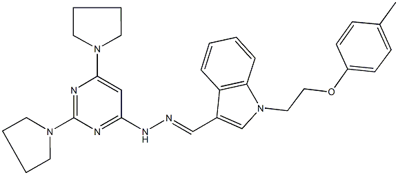 1-[2-(4-methylphenoxy)ethyl]-1H-indole-3-carbaldehyde (2,6-dipyrrolidin-1-ylpyrimidin-4-yl)hydrazone Structure