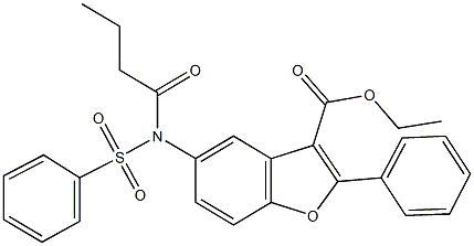 ethyl 5-[butyryl(phenylsulfonyl)amino]-2-phenyl-1-benzofuran-3-carboxylate Struktur