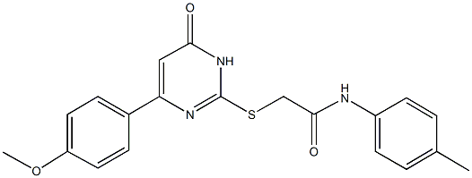 2-{[4-(4-methoxyphenyl)-6-oxo-1,6-dihydro-2-pyrimidinyl]sulfanyl}-N-(4-methylphenyl)acetamide Structure