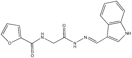 N-{2-[2-(1H-indol-3-ylmethylene)hydrazino]-2-oxoethyl}-2-furamide Struktur