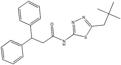 N-(5-neopentyl-1,3,4-thiadiazol-2-yl)-3,3-diphenylpropanamide 化学構造式