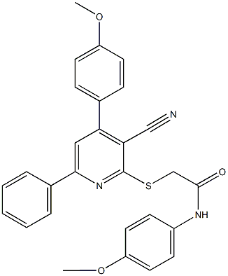 2-{[3-cyano-4-(4-methoxyphenyl)-6-phenyl-2-pyridinyl]sulfanyl}-N-(4-methoxyphenyl)acetamide