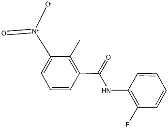 N-(2-fluorophenyl)-3-nitro-2-methylbenzamide 化学構造式