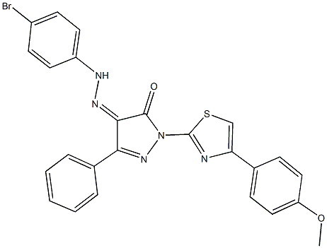 1-[4-(4-methoxyphenyl)-1,3-thiazol-2-yl]-3-phenyl-1H-pyrazole-4,5-dione 4-[(4-bromophenyl)hydrazone] Structure
