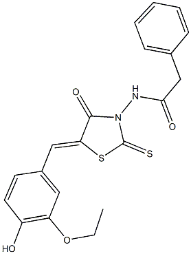 N-[5-(3-ethoxy-4-hydroxybenzylidene)-4-oxo-2-thioxo-1,3-thiazolidin-3-yl]-2-phenylacetamide Structure