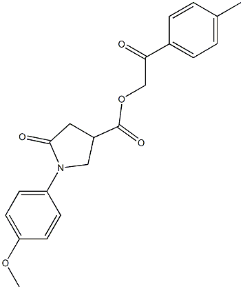 2-(4-methylphenyl)-2-oxoethyl 1-(4-methoxyphenyl)-5-oxo-3-pyrrolidinecarboxylate 化学構造式