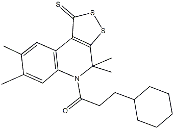 5-(3-cyclohexylpropanoyl)-4,4,7,8-tetramethyl-4,5-dihydro-1H-[1,2]dithiolo[3,4-c]quinoline-1-thione Structure