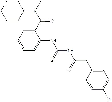 2-[({[(4-chlorophenyl)acetyl]amino}carbothioyl)amino]-N-cyclohexyl-N-methylbenzamide,,结构式