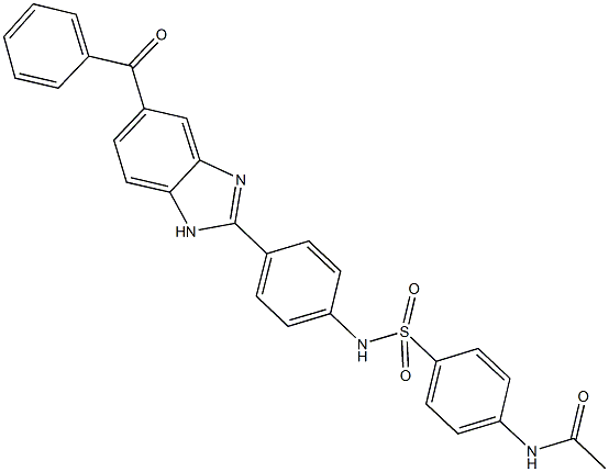 N-(4-{[4-(5-benzoyl-1H-benzimidazol-2-yl)anilino]sulfonyl}phenyl)acetamide,,结构式