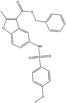 benzyl 5-{[(4-methoxyphenyl)sulfonyl]amino}-2-methyl-1-benzofuran-3-carboxylate Struktur