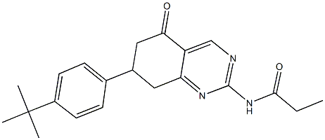 N-[7-(4-tert-butylphenyl)-5-oxo-5,6,7,8-tetrahydro-2-quinazolinyl]propanamide Structure