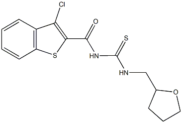 N-[(3-chloro-1-benzothien-2-yl)carbonyl]-N'-(tetrahydro-2-furanylmethyl)thiourea Struktur