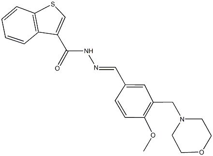 N'-[4-methoxy-3-(4-morpholinylmethyl)benzylidene]-1-benzothiophene-3-carbohydrazide Structure