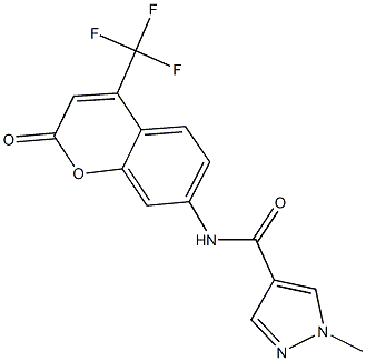 1-methyl-N-[2-oxo-4-(trifluoromethyl)-2H-chromen-7-yl]-1H-pyrazole-4-carboxamide Struktur