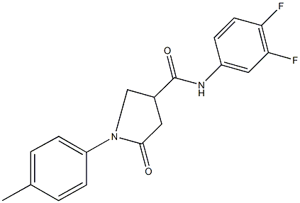 N-(3,4-difluorophenyl)-1-(4-methylphenyl)-5-oxo-3-pyrrolidinecarboxamide Structure