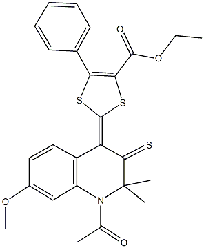 ethyl 2-(1-acetyl-7-methoxy-2,2-dimethyl-3-thioxo-2,3-dihydro-4(1H)-quinolinylidene)-5-phenyl-1,3-dithiole-4-carboxylate