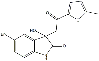 5-bromo-3-hydroxy-3-[2-(5-methyl-2-furyl)-2-oxoethyl]-1,3-dihydro-2H-indol-2-one 结构式
