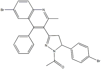 3-[1-acetyl-5-(4-bromophenyl)-4,5-dihydro-1H-pyrazol-3-yl]-6-bromo-2-methyl-4-phenylquinoline Structure