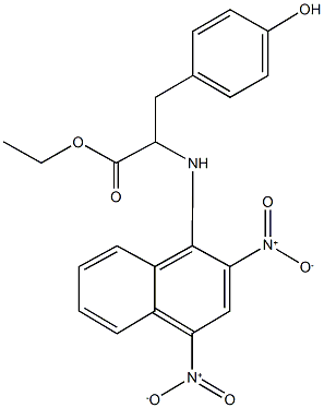 ethyl 2-({2,4-bisnitro-1-naphthyl}amino)-3-(4-hydroxyphenyl)propanoate,,结构式