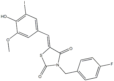 3-(4-fluorobenzyl)-5-(4-hydroxy-3-iodo-5-methoxybenzylidene)-1,3-thiazolidine-2,4-dione Structure
