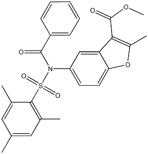 methyl 5-[benzoyl(mesitylsulfonyl)amino]-2-methyl-1-benzofuran-3-carboxylate Structure