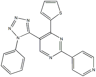5-(1-phenyl-1H-tetraazol-5-yl)-2-(4-pyridinyl)-4-(2-thienyl)pyrimidine Structure