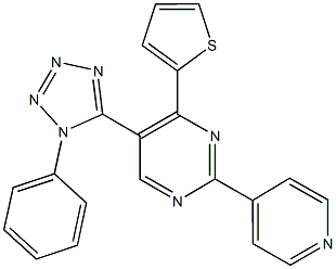 5-(1-phenyl-1H-tetraazol-5-yl)-2-(4-pyridinyl)-4-(2-thienyl)pyrimidine,,结构式