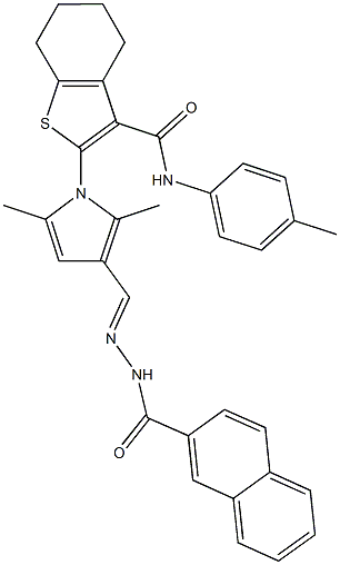 2-{2,5-dimethyl-3-[2-(2-naphthoyl)carbohydrazonoyl]-1H-pyrrol-1-yl}-N-(4-methylphenyl)-4,5,6,7-tetrahydro-1-benzothiophene-3-carboxamide Struktur