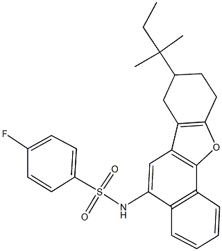 4-fluoro-N-(8-tert-pentyl-7,8,9,10-tetrahydronaphtho[1,2-b][1]benzofuran-5-yl)benzenesulfonamide,,结构式