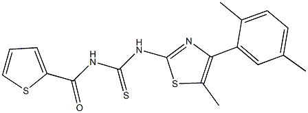 N-[4-(2,5-dimethylphenyl)-5-methyl-1,3-thiazol-2-yl]-N'-(2-thienylcarbonyl)thiourea Structure