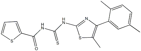 N-[4-(2,5-dimethylphenyl)-5-methyl-1,3-thiazol-2-yl]-N'-(2-thienylcarbonyl)thiourea 结构式