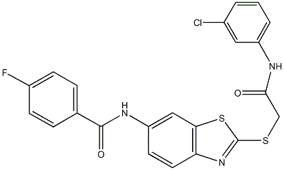 N-(2-{[2-(3-chloroanilino)-2-oxoethyl]sulfanyl}-1,3-benzothiazol-6-yl)-4-fluorobenzamide Struktur