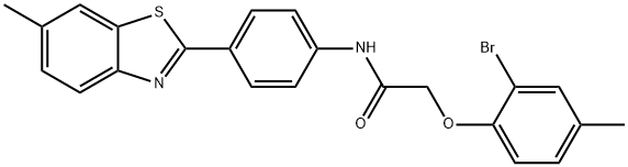 2-(2-bromo-4-methylphenoxy)-N-[4-(6-methyl-1,3-benzothiazol-2-yl)phenyl]acetamide,301693-27-6,结构式
